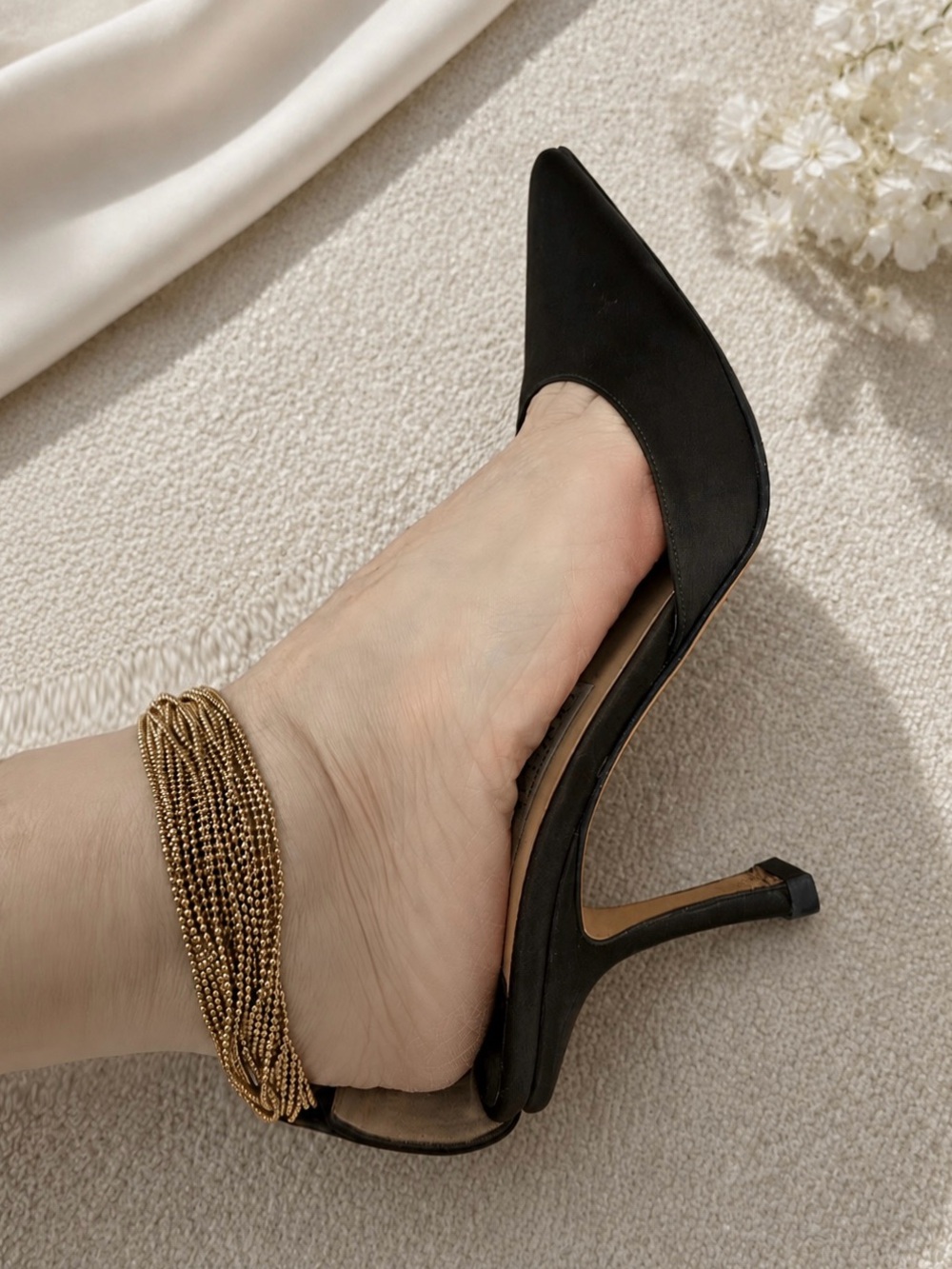 Gorgeous Jimmy Choo Brown Satin Heels Gold Chain Detail Size 38 New Without Box